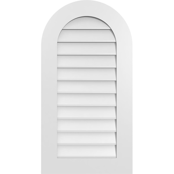 Ekena Millwork Round Top Surface Mount PVC Gable Vent: Non-Functional, w/ 3-1/2"W x 1"P Standard Frame, 20"W x 38"H GVPRT20X3801SN - main